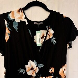 Vintage Torri Knit Maxi Dress Black Floral Size 2X NWT Whimsygoth Sexyl